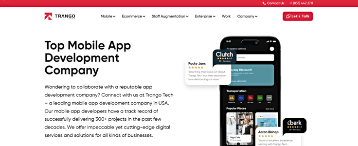 Trango Tech mobile app landing page Trango Tech mobile app landing page