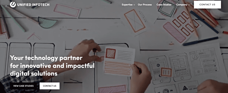 Unified Infotech homepage Unified Infotech homepage