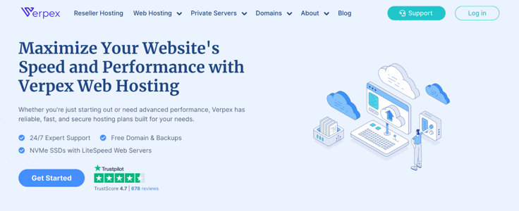 Verpex web hosting webpage screenshot Verpex web hosting webpage screenshot