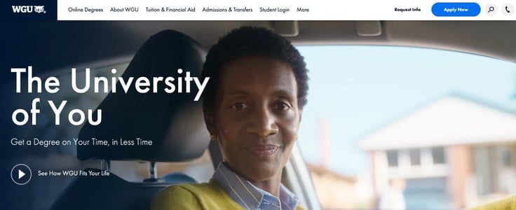 WGU.edu homepage screenshot WGU.edu homepage screenshot