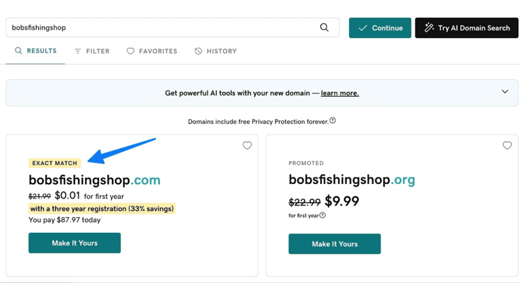 domain match GoDaddy