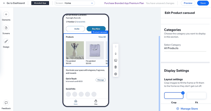 Screenshot of Wix's Mobile App builder Screenshot of Wix's Mobile App builder
