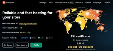 Screenshot of AlexHost homepage Screenshot of AlexHost homepage
