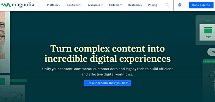Magnolia CMS landing page