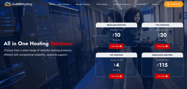 GoSSDHosting homepage screenshot