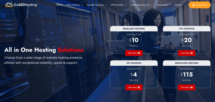 GoSSDHosting homepage screenshot