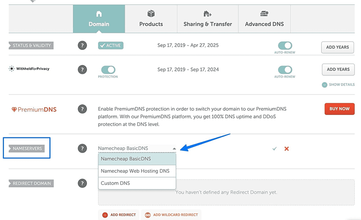 Screenshot on how to change nameservers with Namecheap Screenshot on how to change nameservers with Namecheap
