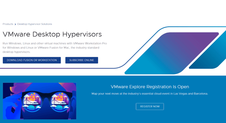 a screenshot of VMware webpage