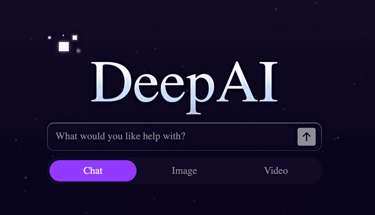 Screenshot of DeepAI homepage Screenshot of DeepAI homepage