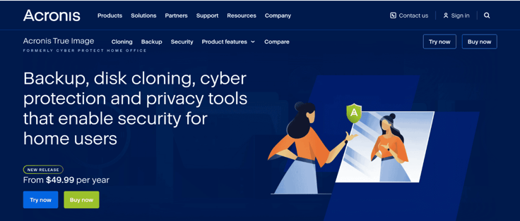 Acronis website screenshot Acronis website screenshot
