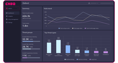 Screenshot of CHEQ detection dashboard