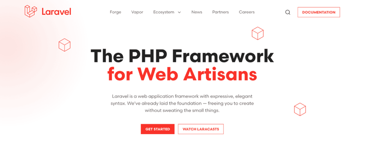 Screenshot of Laravel website