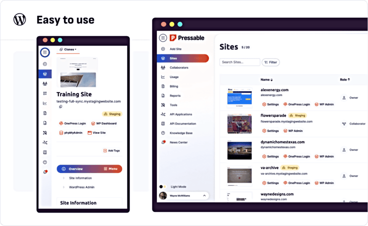 Screenshot of Pressable dashboard