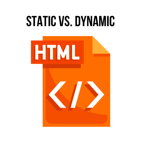 Static vs. dynamic websites illustration