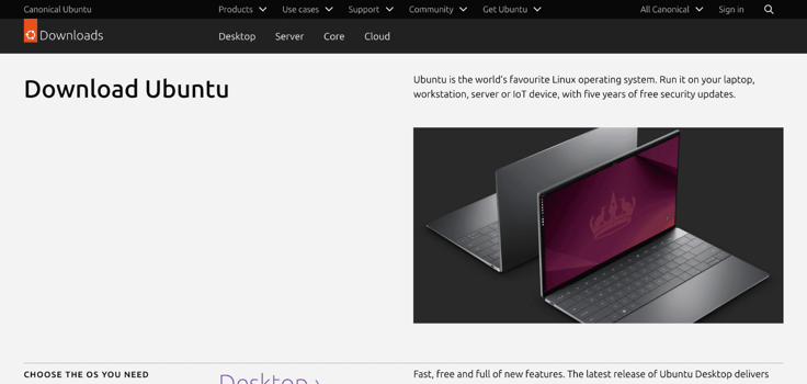 Ubuntu download page screenshot Ubuntu download page screenshot