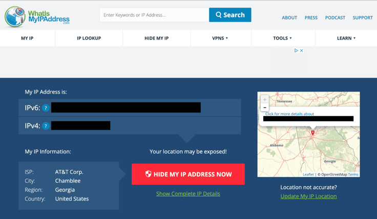 WhatIsMyIPAddress.com screenshot WhatIsMyIPAddress.com screenshot