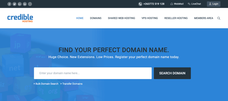 a screenshot of Credible Hosting homepage a screenshot of Credible Hosting homepage