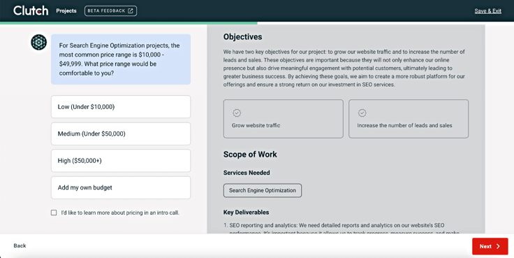 Screenshot of Project Brief powered by ClutchAI Screenshot of Project Brief powered by ClutchAI