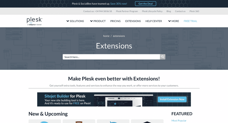 Plesk extensions screenshot Plesk extensions screenshot