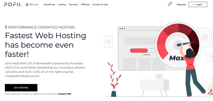 a screenshot of Pofii homepage