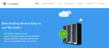Value Hosted homepage