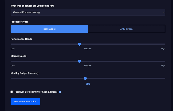 Screenshot of buildable package service