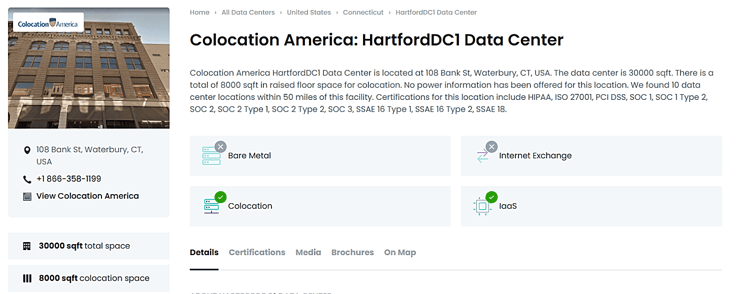 Screenshot of data center in Hartford Screenshot of data center in Hartford