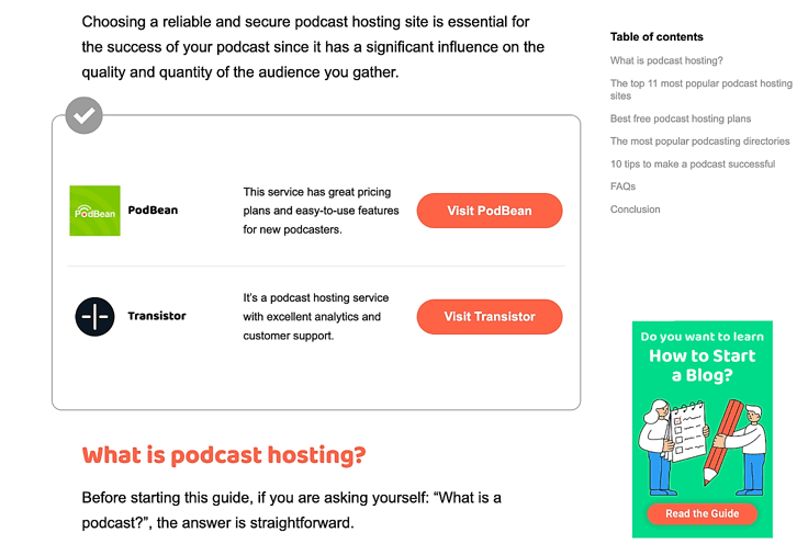 Screenshot of '11 Best Podcast Hosting Sites' from FSG Screenshot of '11 Best Podcast Hosting Sites' from FSG