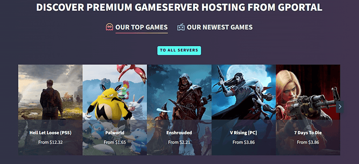 Most popular games on GPORTAL homepage