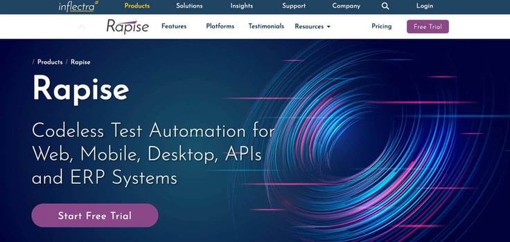 a screenshot of Rapise webpage a screenshot of Rapise webpage