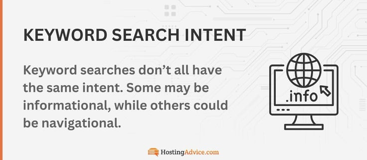 Keyword searches donât all have the same intent. Some may be informational, while others could be navigational. 