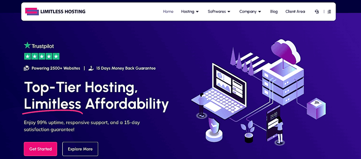 Limitless Hosting homepage Limitless Hosting homepage