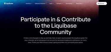 a screenshot of Liquibase community webpage