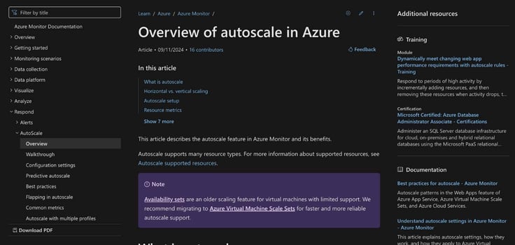 Microsoft Azure Autoscale screenshot