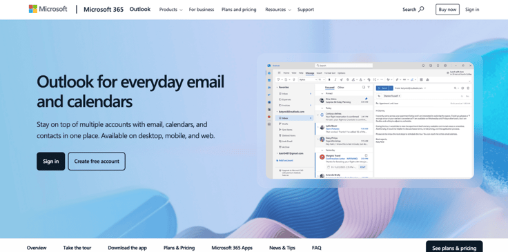 Outlook screenshot Outlook screenshot