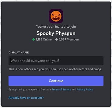 Physgun Discord invite screenshot