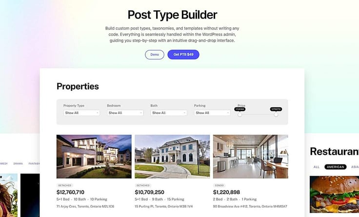 Themify Post Type Builder landing page