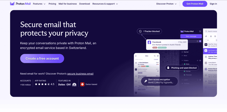 ProtonMail screenshot ProtonMail screenshot