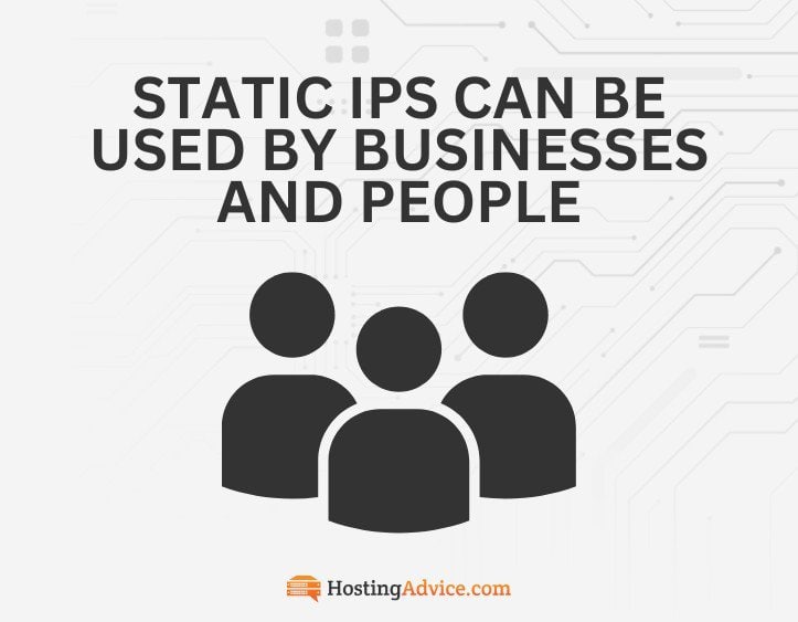Static IPs can be used by businesses and people