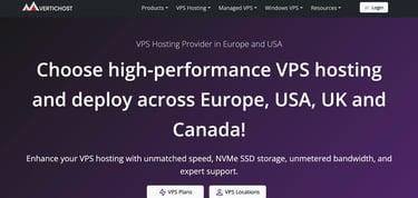 a screenshot of VerticHost homepage a screenshot of VerticHost homepage