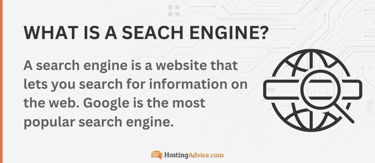 A search engine is a website that lets you search for information on the web. Google is the most popular search engine. 
