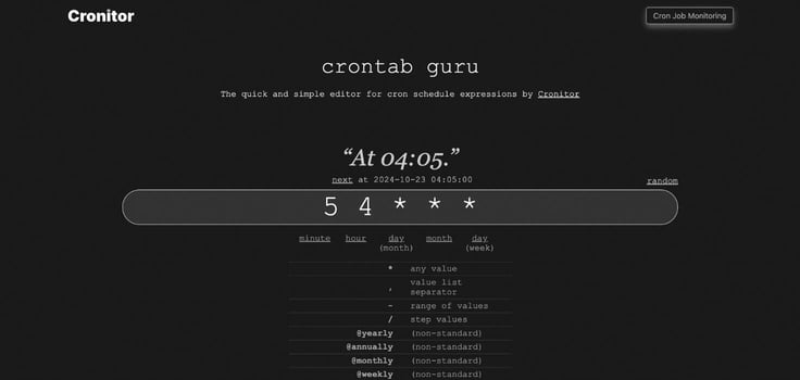 Crontab.guru website screenshot Crontab.guru website screenshot
