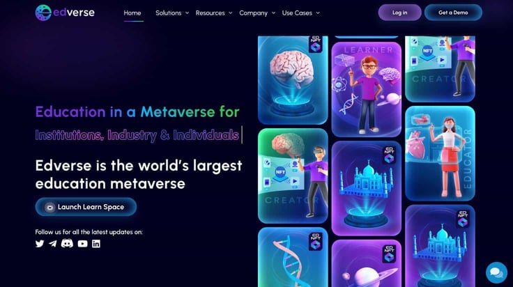 a screenshot of Edverse homepage