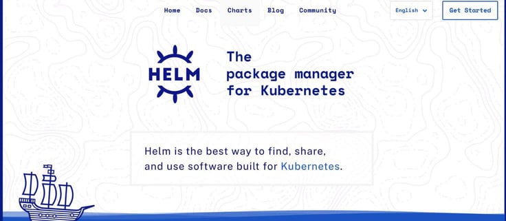 a screenshot of Helm homepage a screenshot of Helm homepage