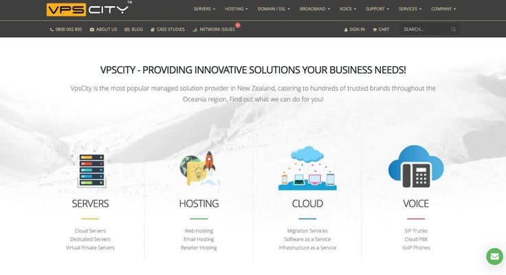 a screenshot of VpsCity homepage a screenshot of VpsCity homepage
