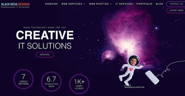 Black Nova Designs homepage Black Nova Designs homepage