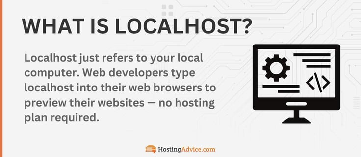 Localhost just refers to your local computer. Web developers type localhost into their web browsers to preview their websites â no hosting plan required.