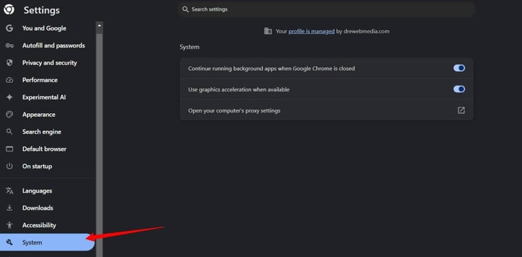 Scroll down and click on Settings