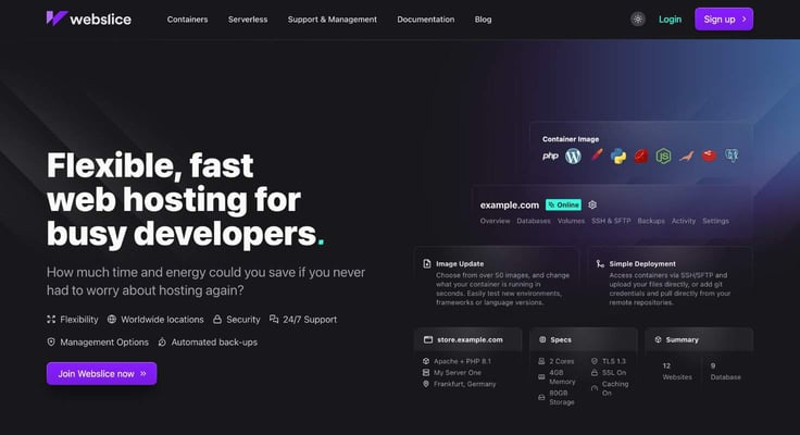 a screenshot of Webslice homepage