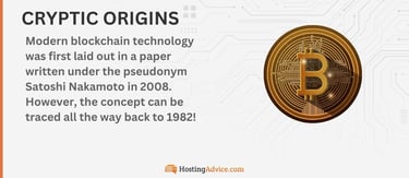 Modern blockchain technology was first laid out in a paper written under the pseudonym Satoshi Nakamoto in 2008. However, the concept can be traced all the way back to 1982! Modern blockchain technology was first laid out in a paper written under the pseudonym Satoshi Nakamoto in 2008. However, the concept can be traced all the way back to 1982!
